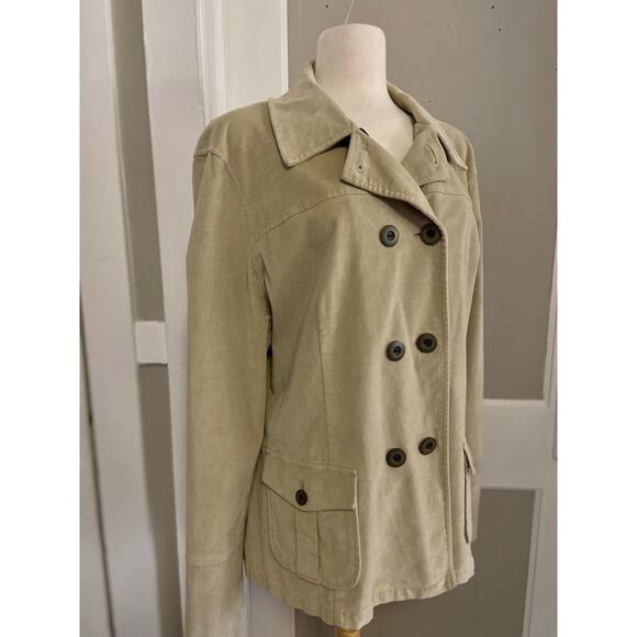 TALBOTS Stretch Cream Cotton Velvet Peacoat sz 18 - Picture 2 of 12